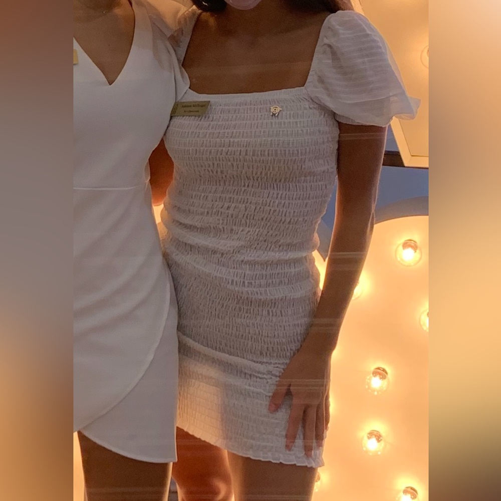 PRINCESS POLLY White ruffle puff sleeve dress - size 2